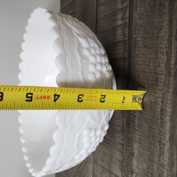 Vintage Marked Imperial Glass grape pattern opaque white milk glass bowl - Picture 6 of 7